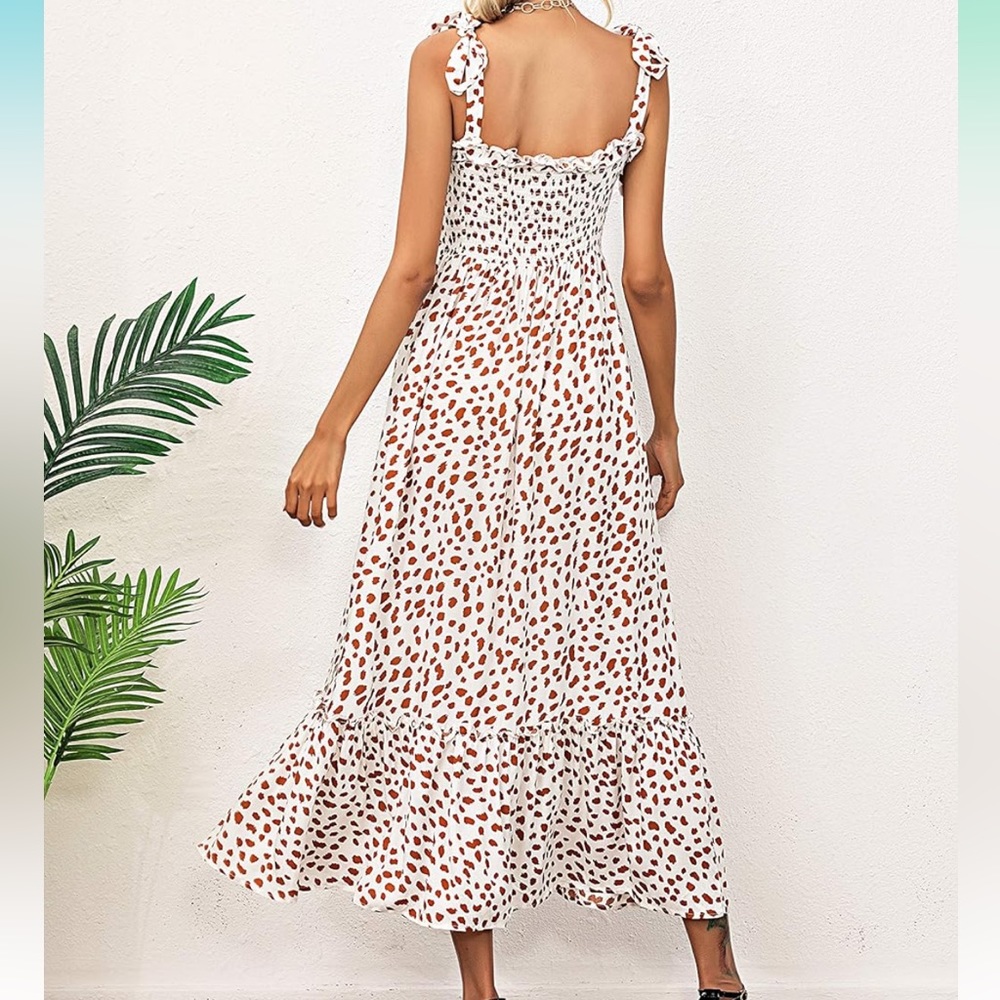 Women’s Sundress, Polka Dot/Ruffle Cotton Dress - Picture 3 of 4